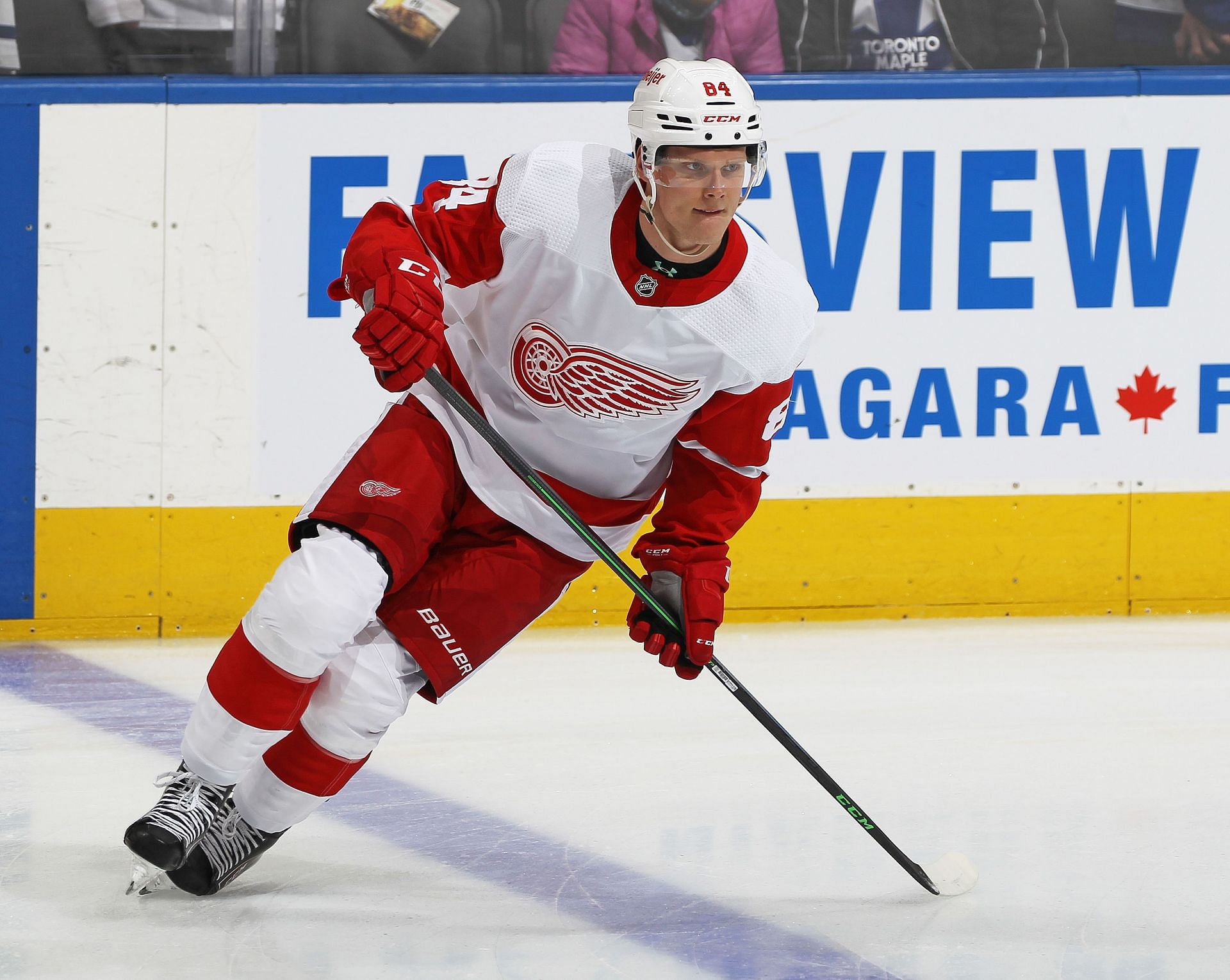 Olli Juolevi #84 of the Detroit Red Wings (Photo by Claus Andersen/Getty Images)